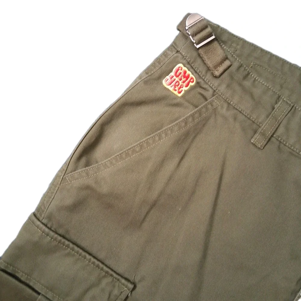 Empyre Green Cargo Pants Mens 32 X 30 Side Buckle Drawstring Hem Utility Cropped
